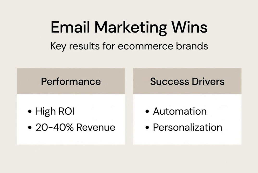Infographic showing key email marketing benefits