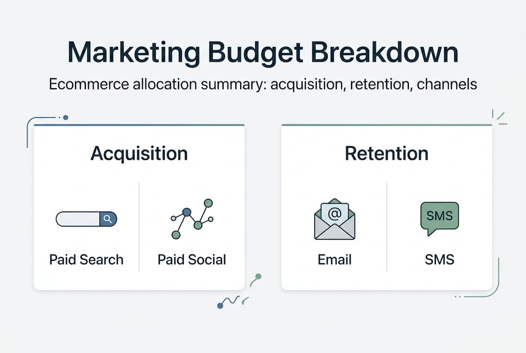 Infographic showing ecommerce budget acquisition and retention split