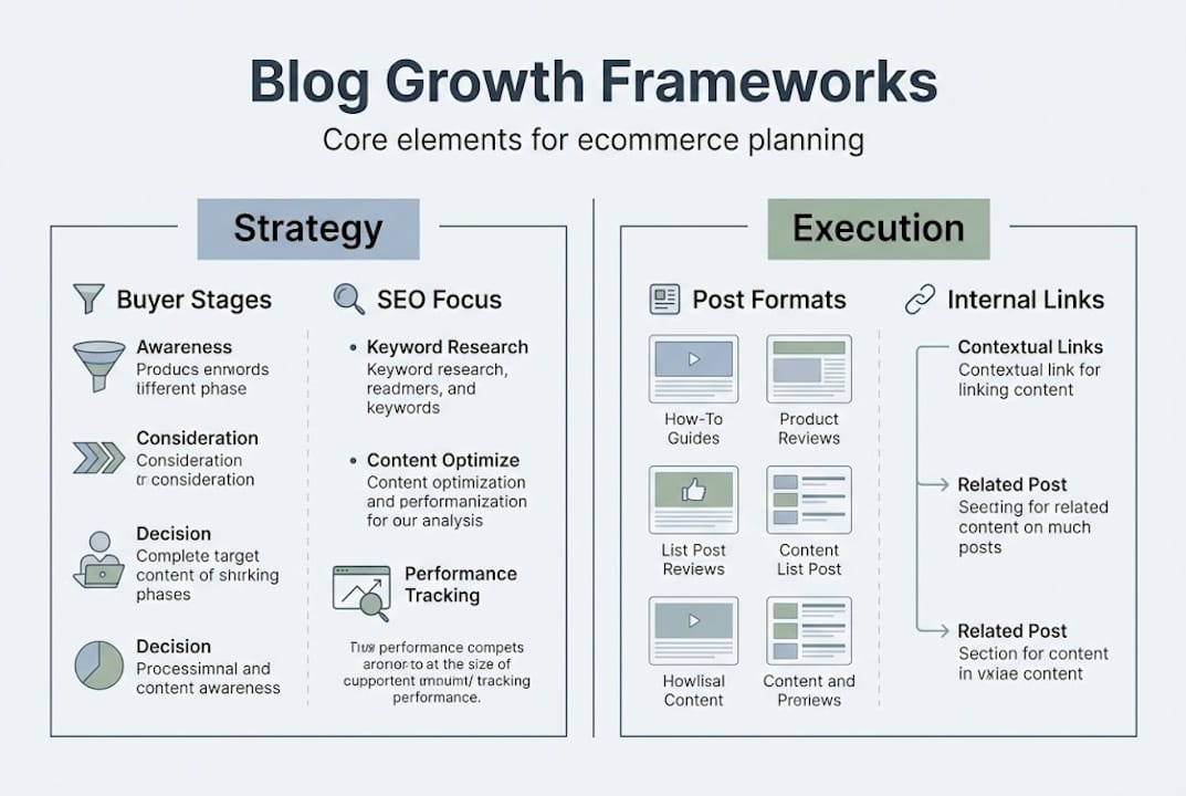 Infographic of key ecommerce blog frameworks