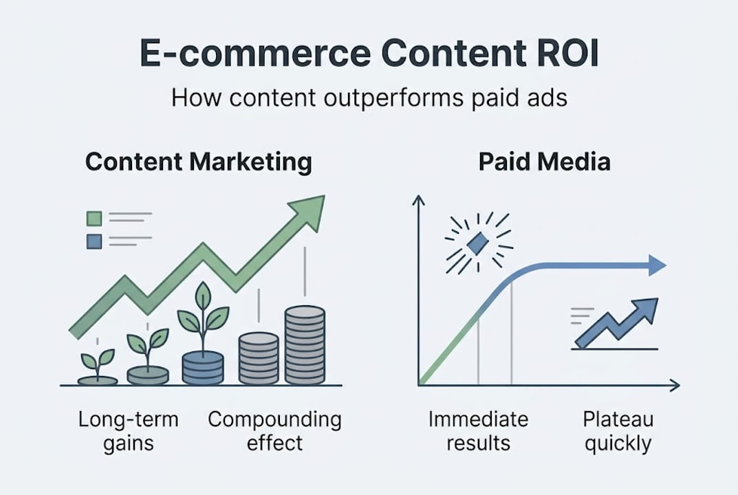 Infographic shows ROI differences: content vs paid