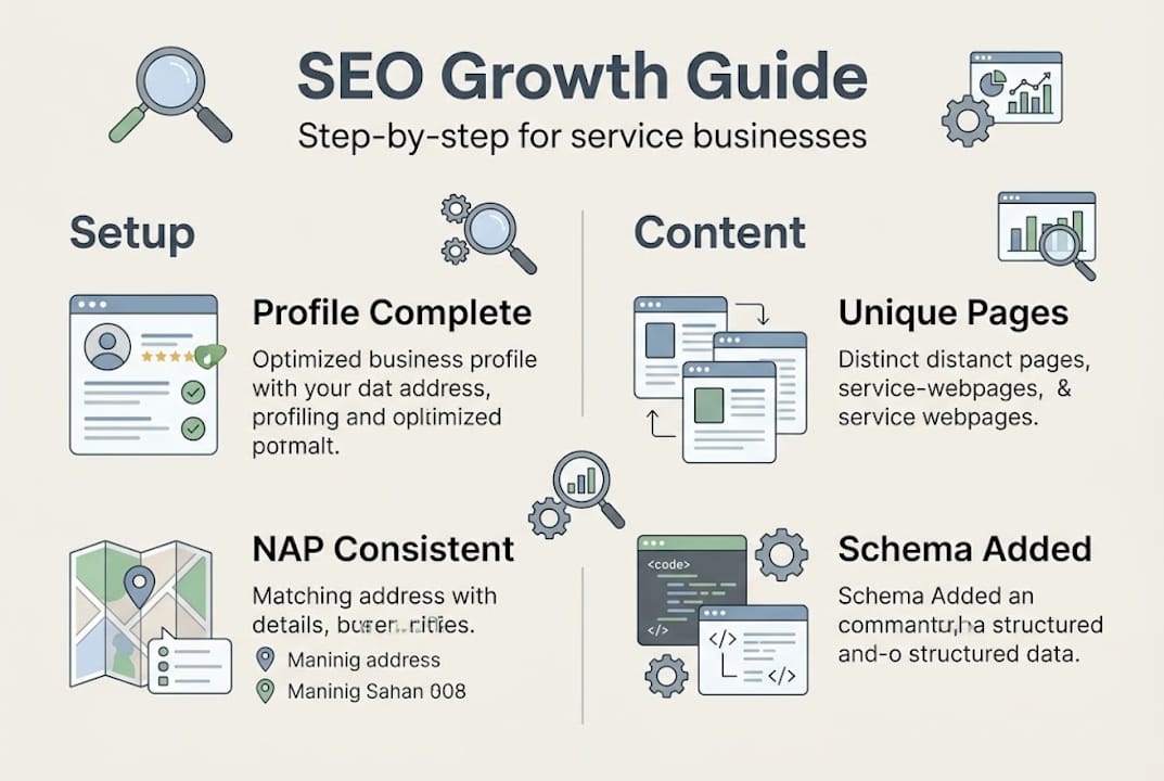 Infographic outlining steps for local SEO