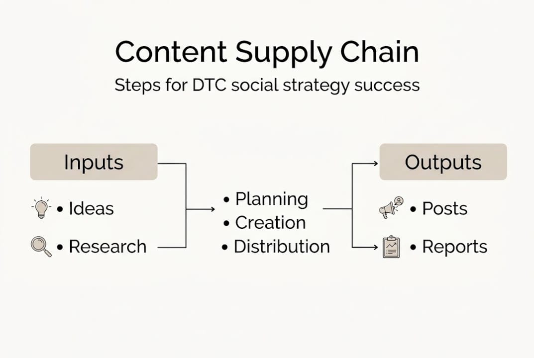 Infographic showing DTC content supply chain steps