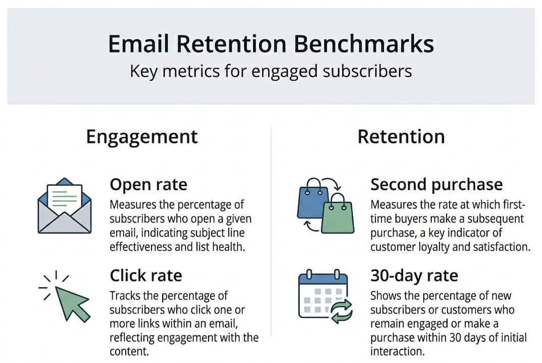 Infographic showing email engagement and retention metrics
