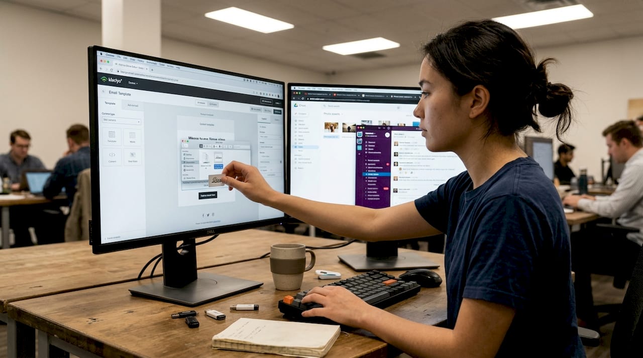 Designer updating Klaviyo universal content blocks