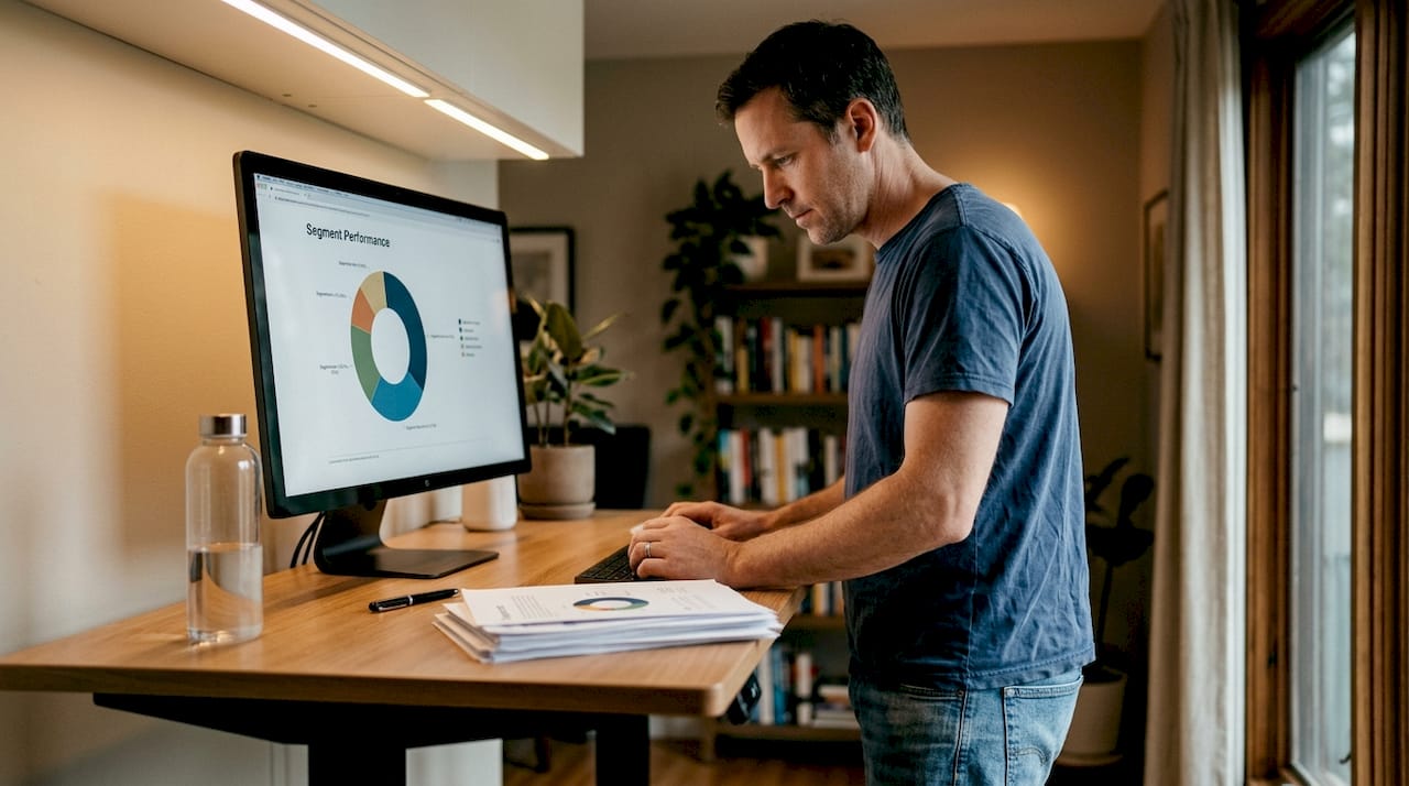 Specialist reviewing segmentation analytics report