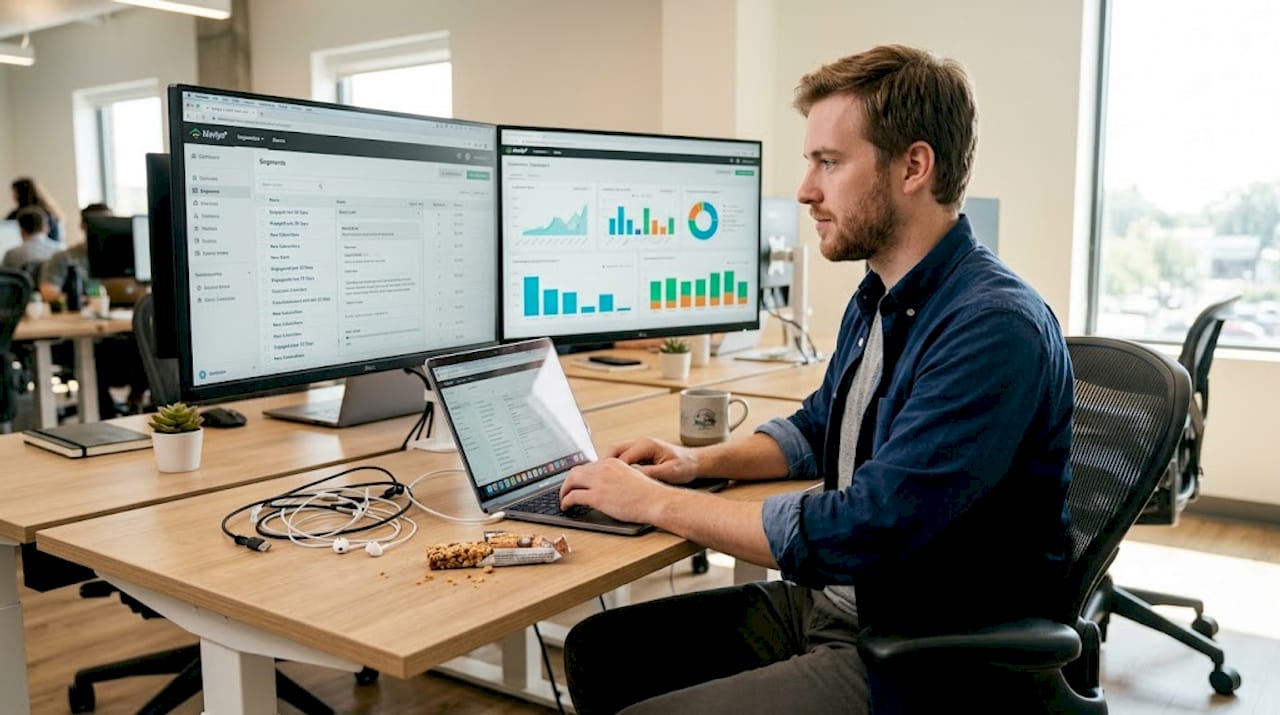 User working on Klaviyo newsletter segmentation