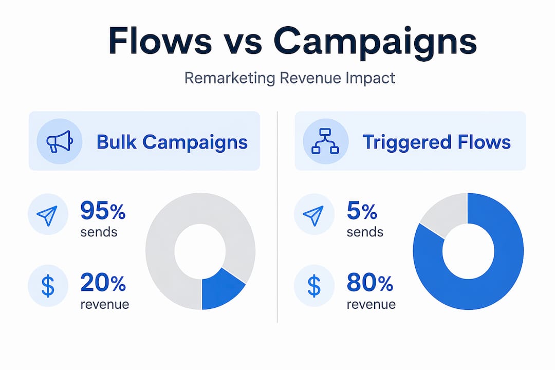 Infographic comparing flows and campaigns performance