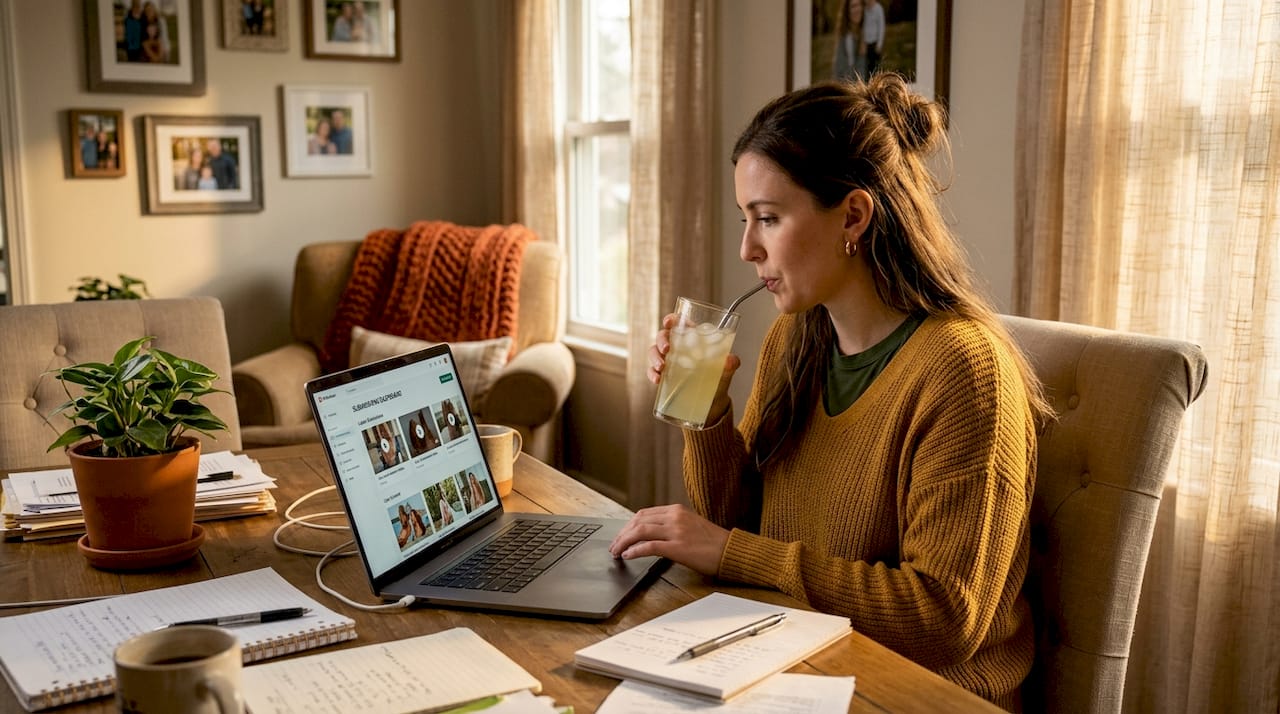 Brand manager checking digital UGC dashboard