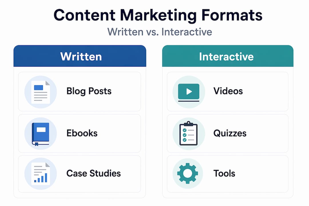 Infographic contrasting written and interactive formats