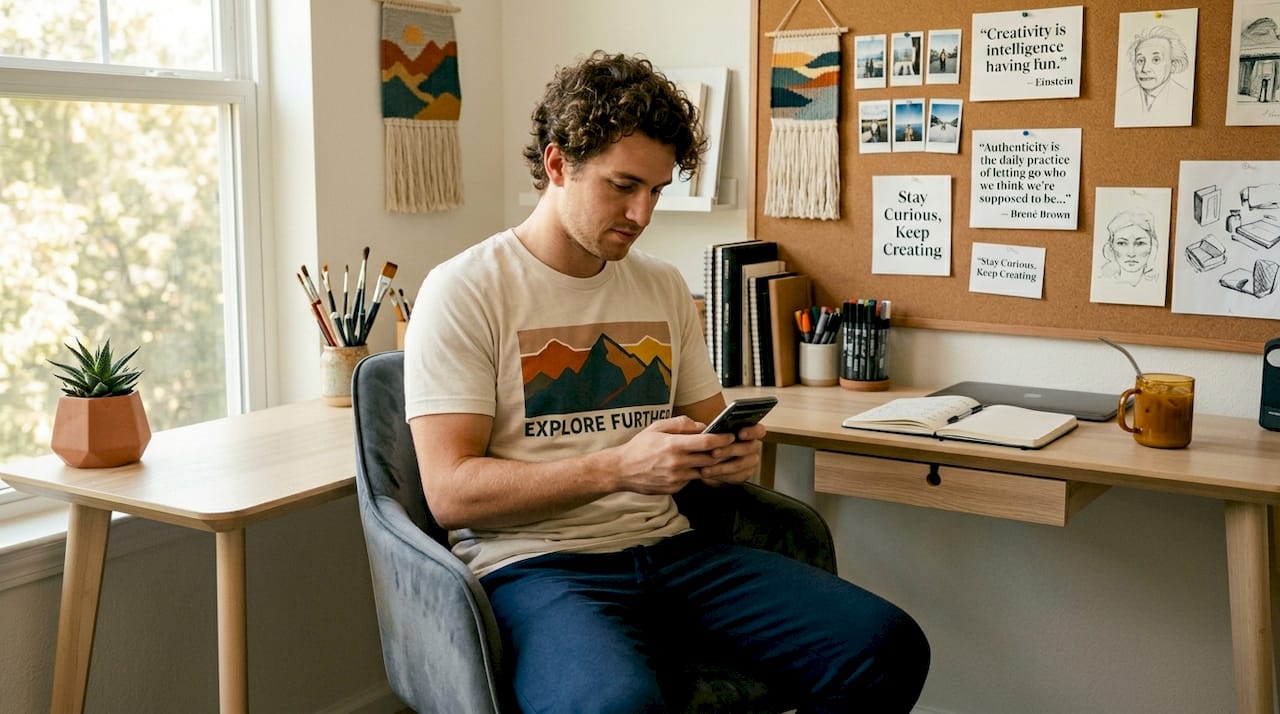 Micro-influencer responding to audience at home
