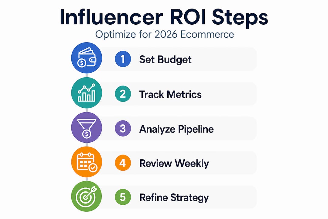 Infographic showing influencer ROI process steps