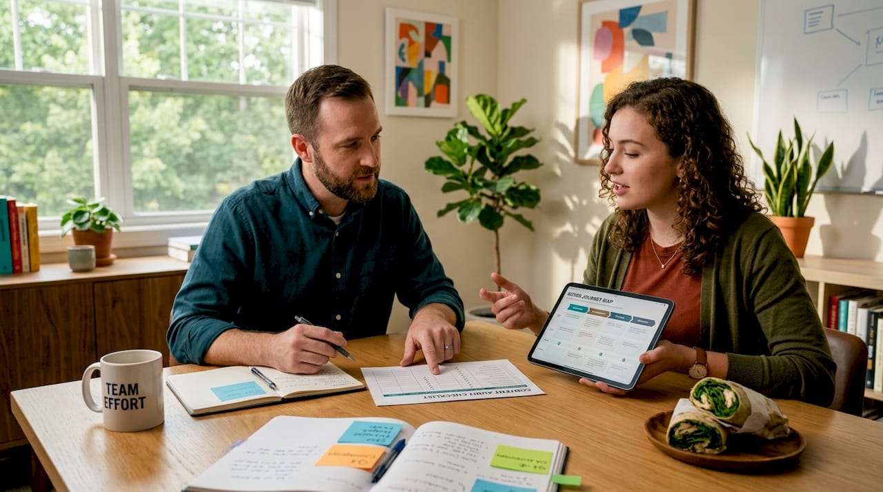 Marketing team planning content strategy together