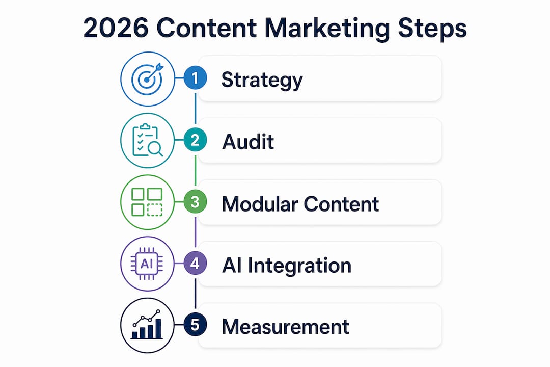 Infographic outlining 2026 content marketing steps