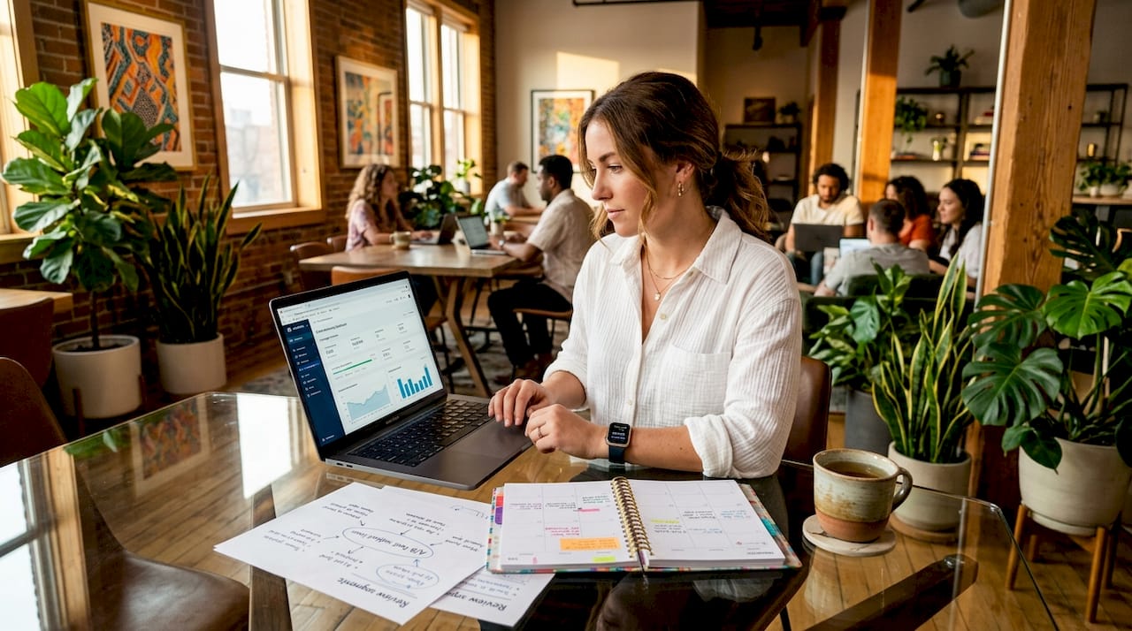 Marketer planning email newsletter strategy