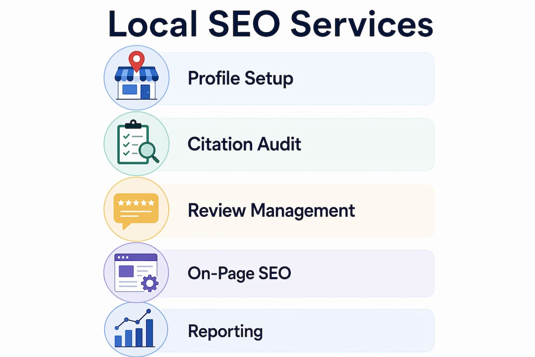 Infographic outlining local SEO agency services