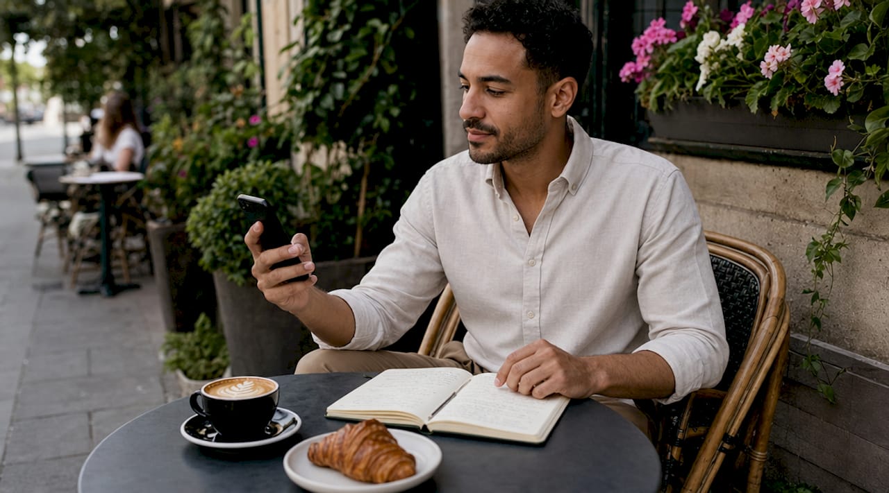 Man engaging with email marketing on smartphone