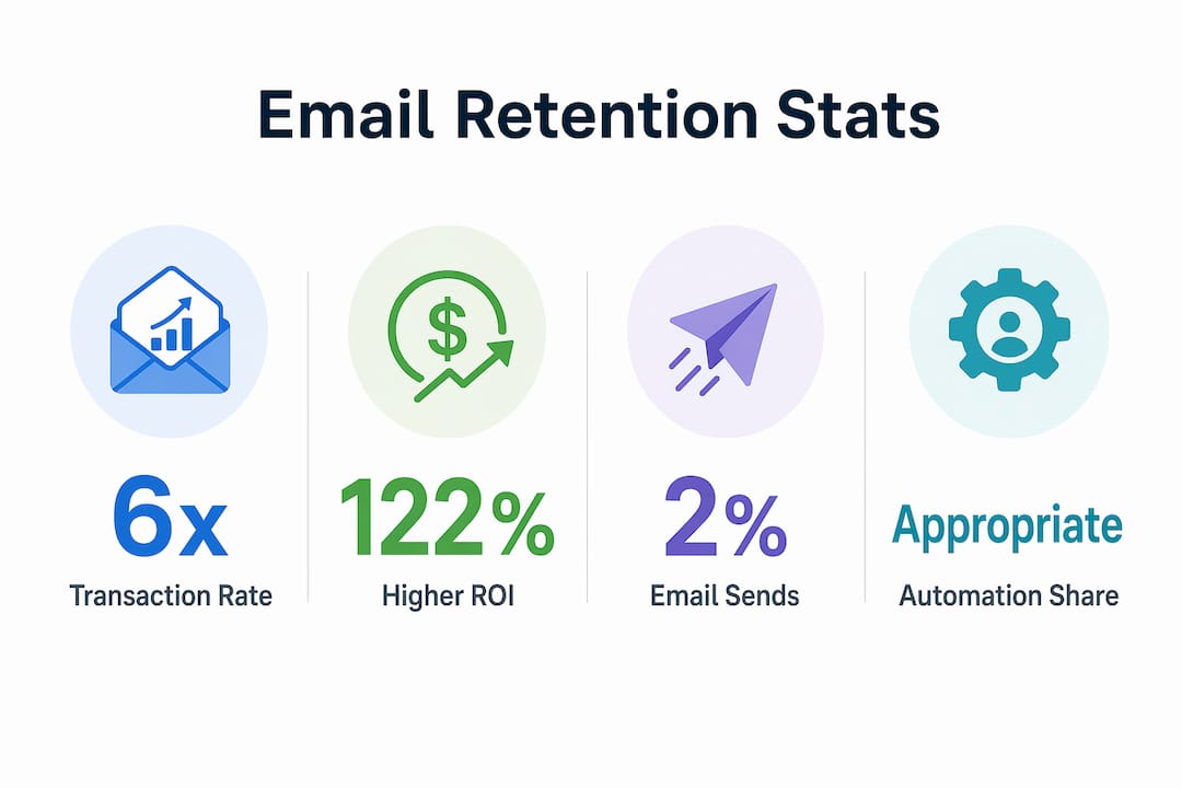Infographic showing key statistics of email retention for ecommerce