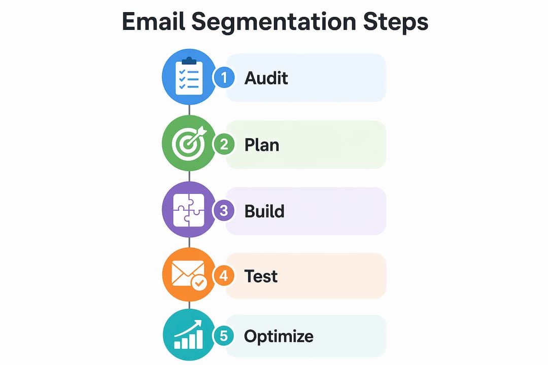 Infographic outlining five email segmentation steps