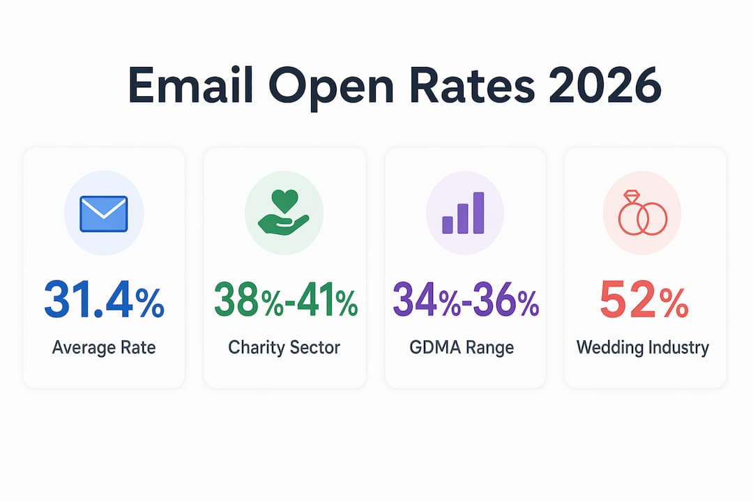 Infographic highlighting key email open rate metrics