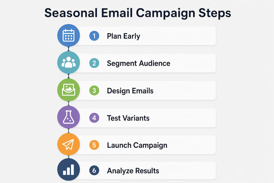 Infographic showing seasonal email campaign steps