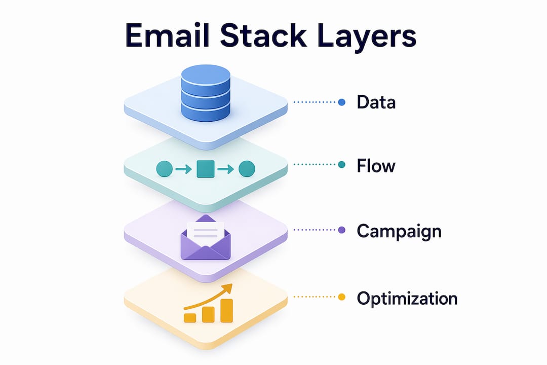 Infographic showing email marketing stack layers