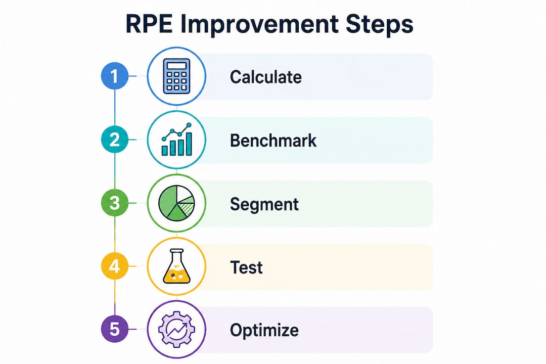 Infographic showing five-step process to improve revenue per email