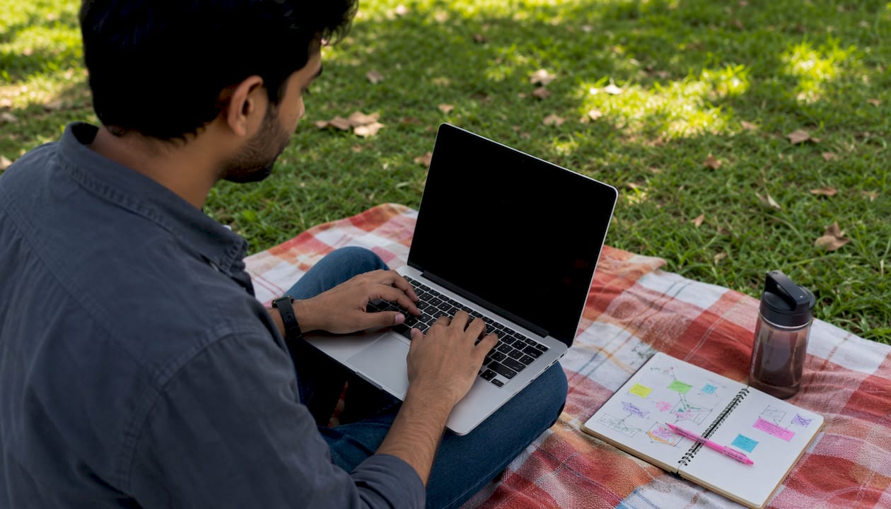 Typing hands working on email campaign optimization
