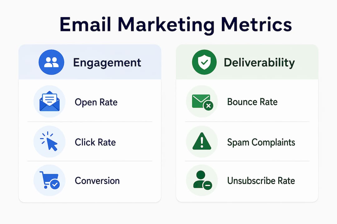 Infographic comparing engagement and deliverability metrics