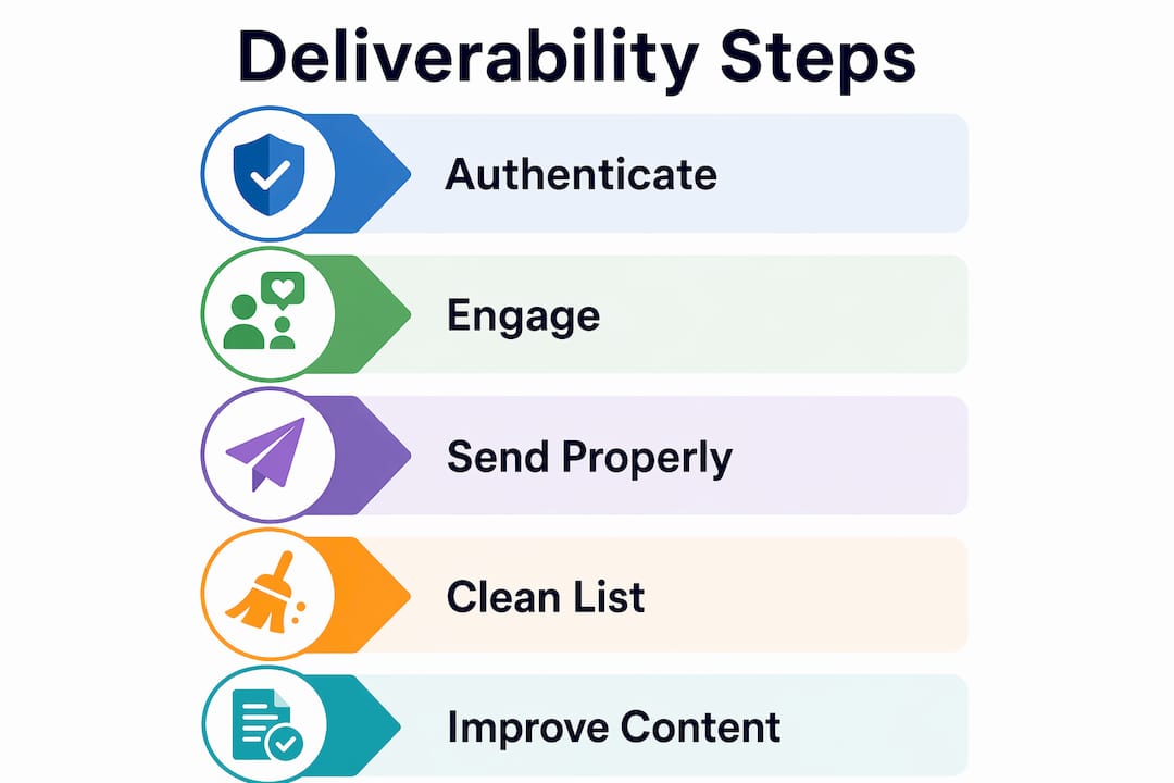 Infographic showing key Klaviyo deliverability steps