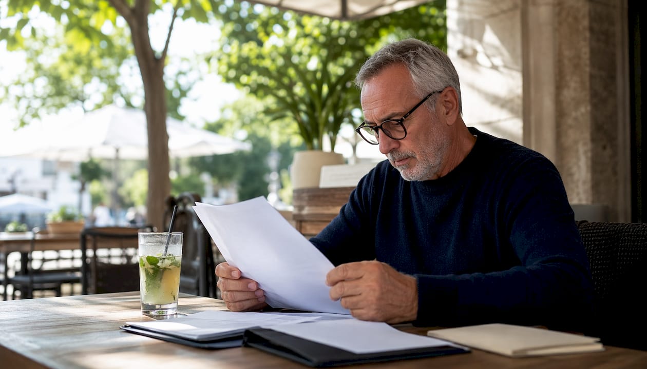Consultant reviewing email compliance documents