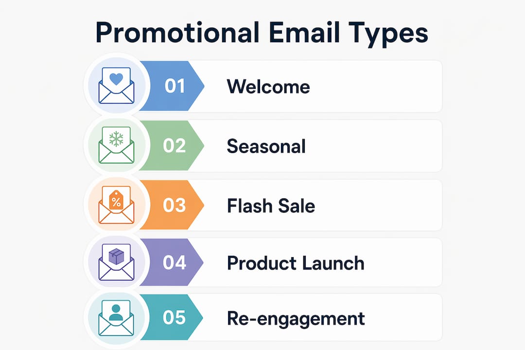Infographic showing types of promotional emails