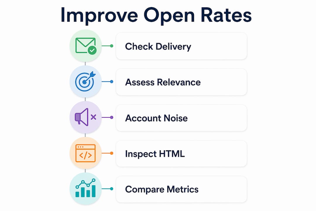 Infographic showing steps to improve email open rates