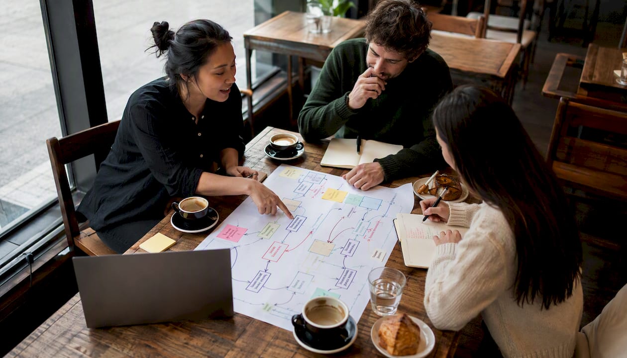 Marketing team planning nurture sequence stages
