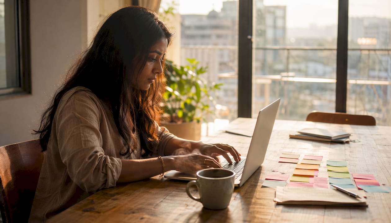 Hands typing on laptop setting up email automation