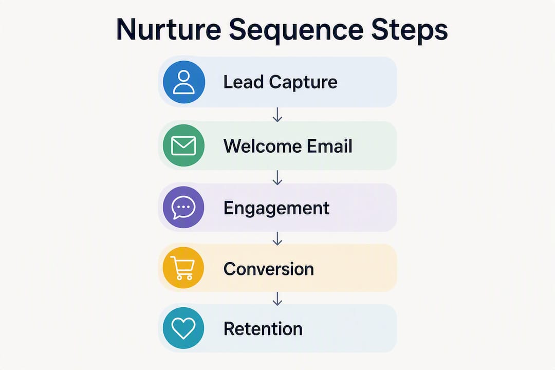 Infographic showing nurture sequence steps