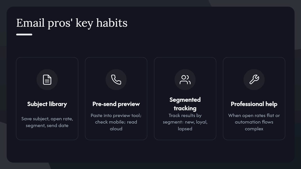 What email pros actually do differently — overview diagram