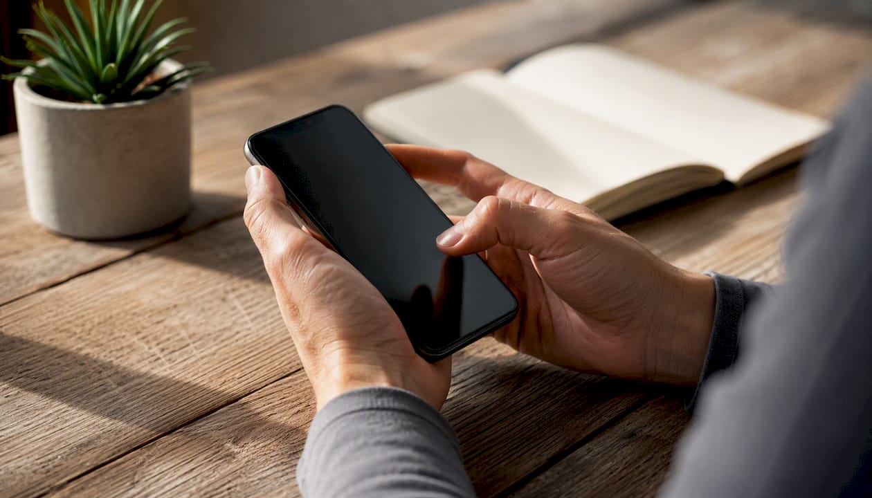 Hands validating email addresses on phone