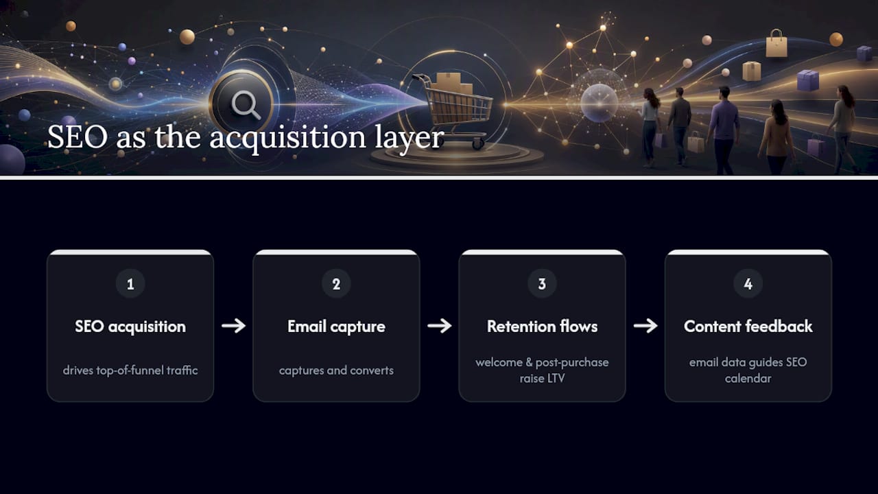 SEO compounds when you connect it to the rest of your growth stack — overview diagram