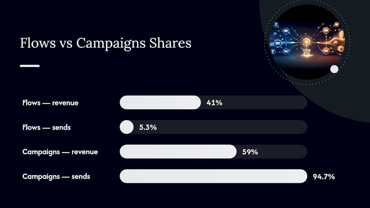 Diagram of revenue and send proportions lifecycle flows vs campaigns