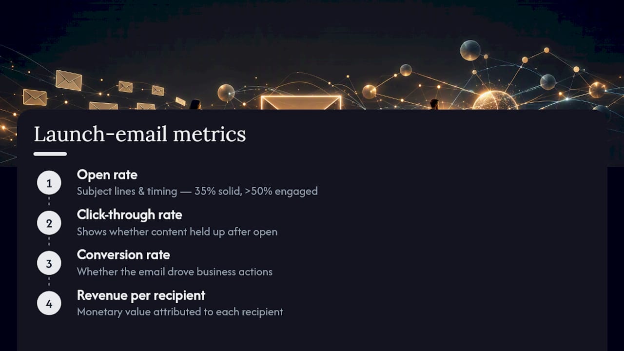 Diagram comparing key email launch performance metrics