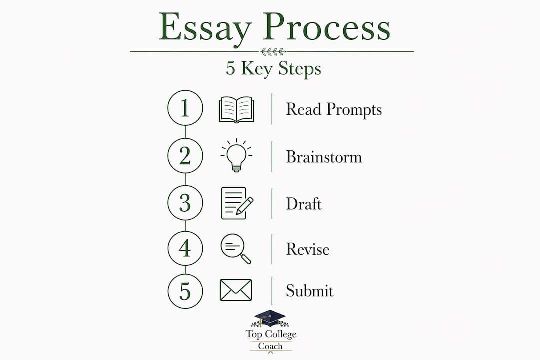 Infographic showing five steps for essay process