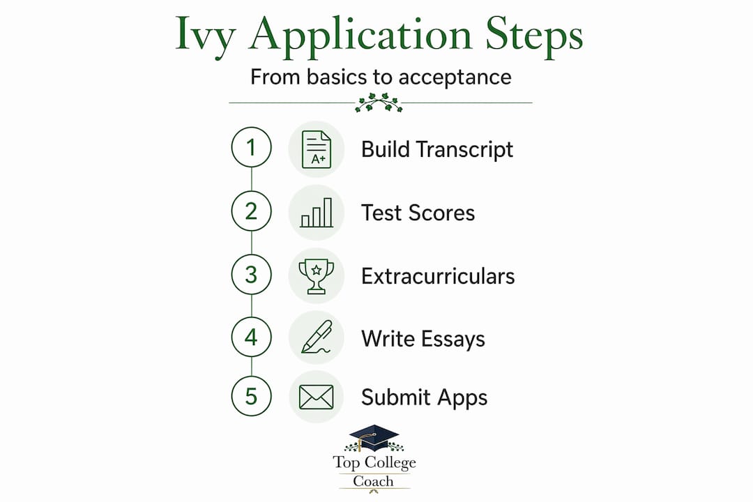 Infographic of Ivy League college application steps
