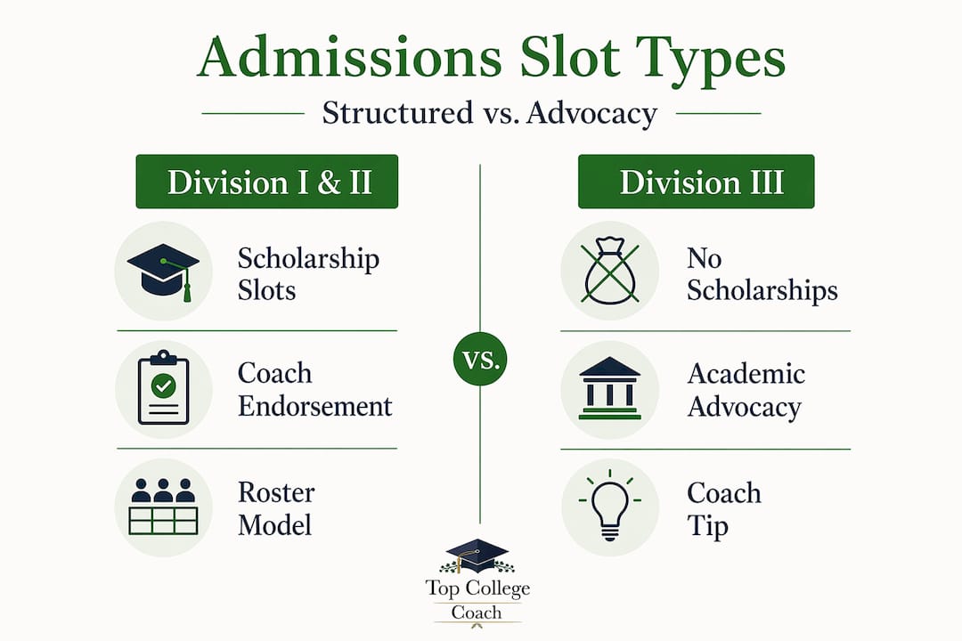Comparison of NCAA division admissions slot types