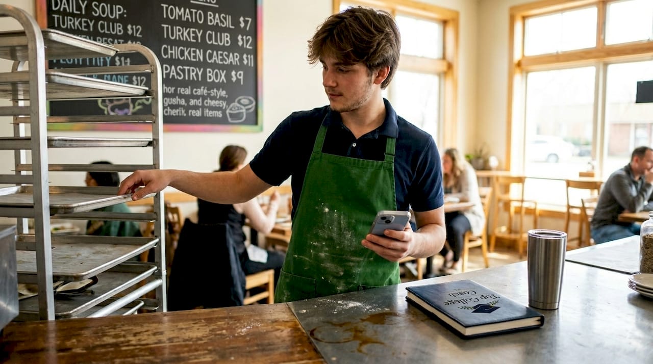 Teen working part time at bakery counter