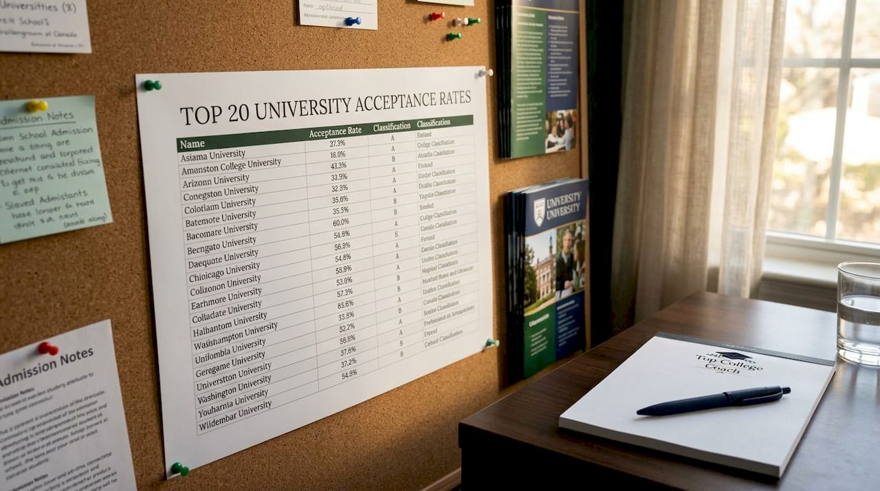 Chart of top 20 university acceptance rates