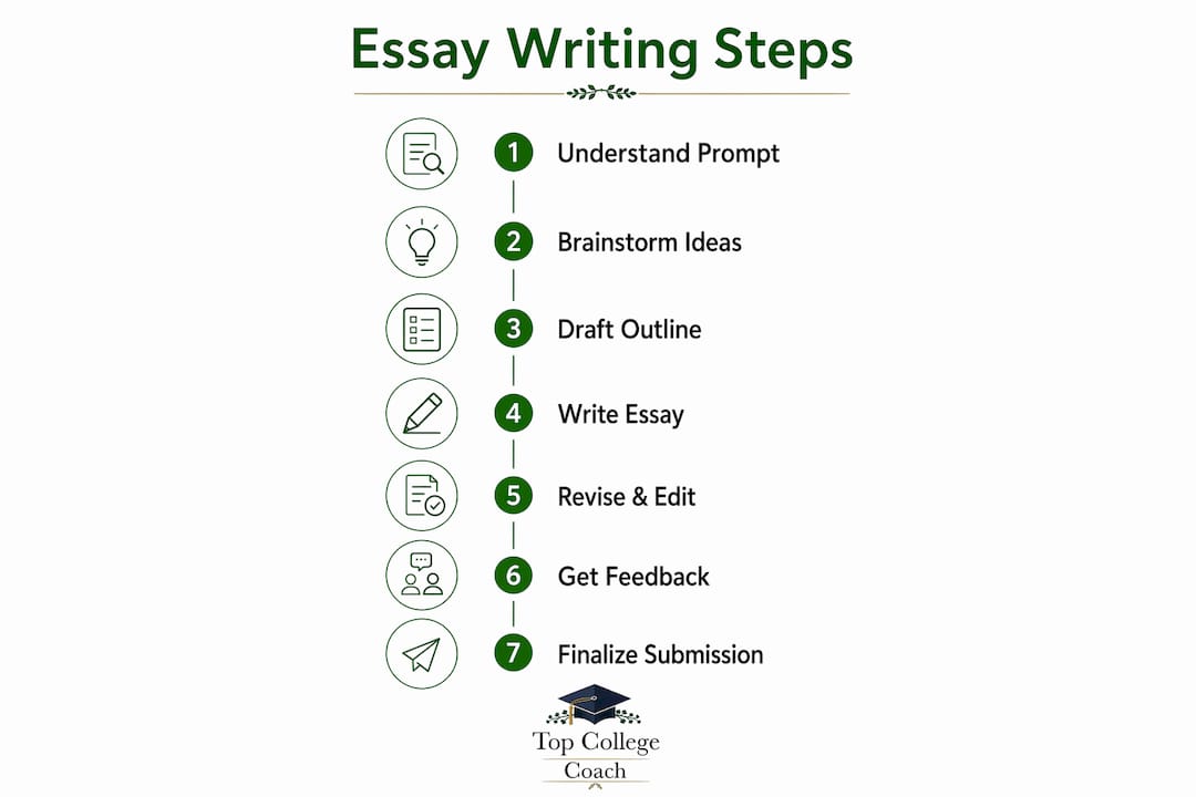Infographic illustrating steps to write scholarship essays