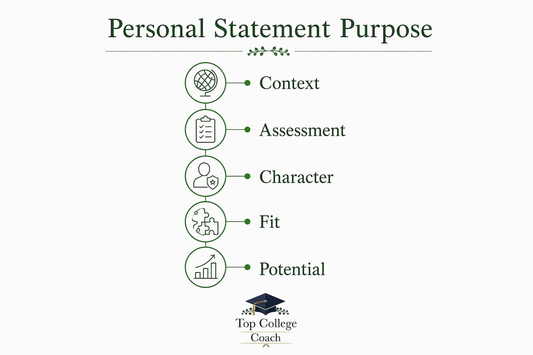 Infographic illustrating personal statement purposes in five steps