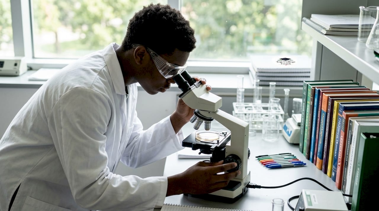 Student conducting independent science research