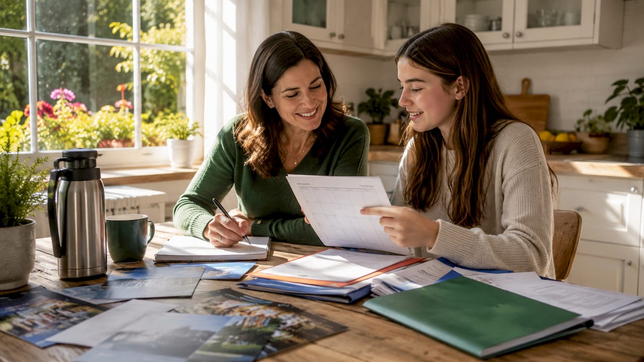 Mother and daughter planning college timeline