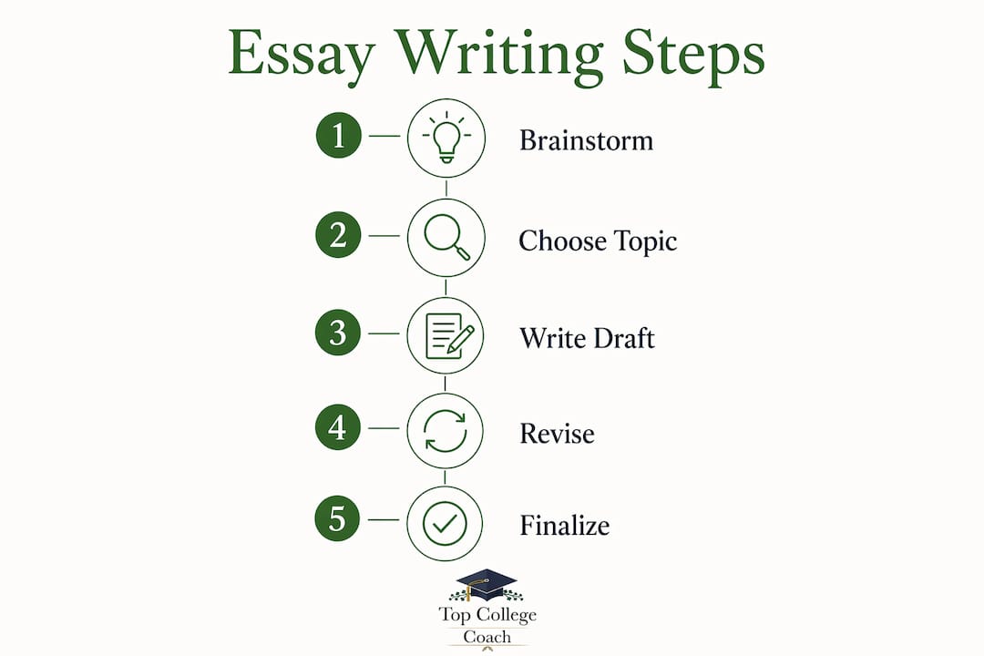 Infographic showing five key essay writing steps